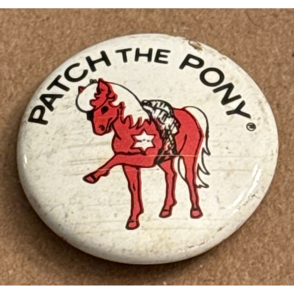 Patch The Pony Child Safety Stranger Danger Vtg Pinback Button Pin Round Circle